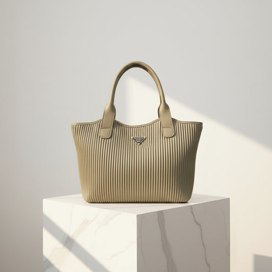 Ribbed Texture Tote Handbag