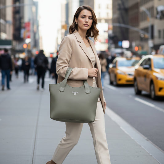 Ribbed Texture Tote Handbag